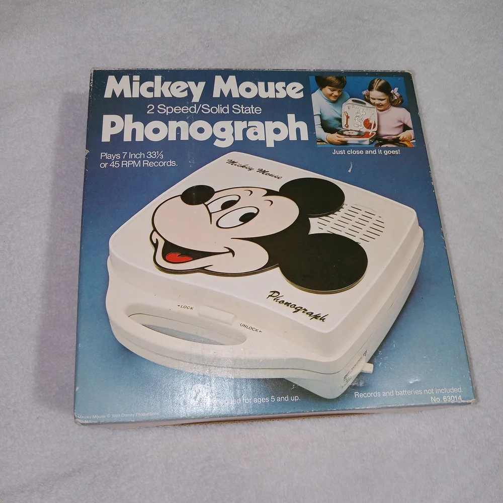 1970s VINTAGE WALT DISNEY'S MICKEY MOUSE PHONOGRAPH W/ ORIGINAL BOX UNTESTED - Picture 2 of 10